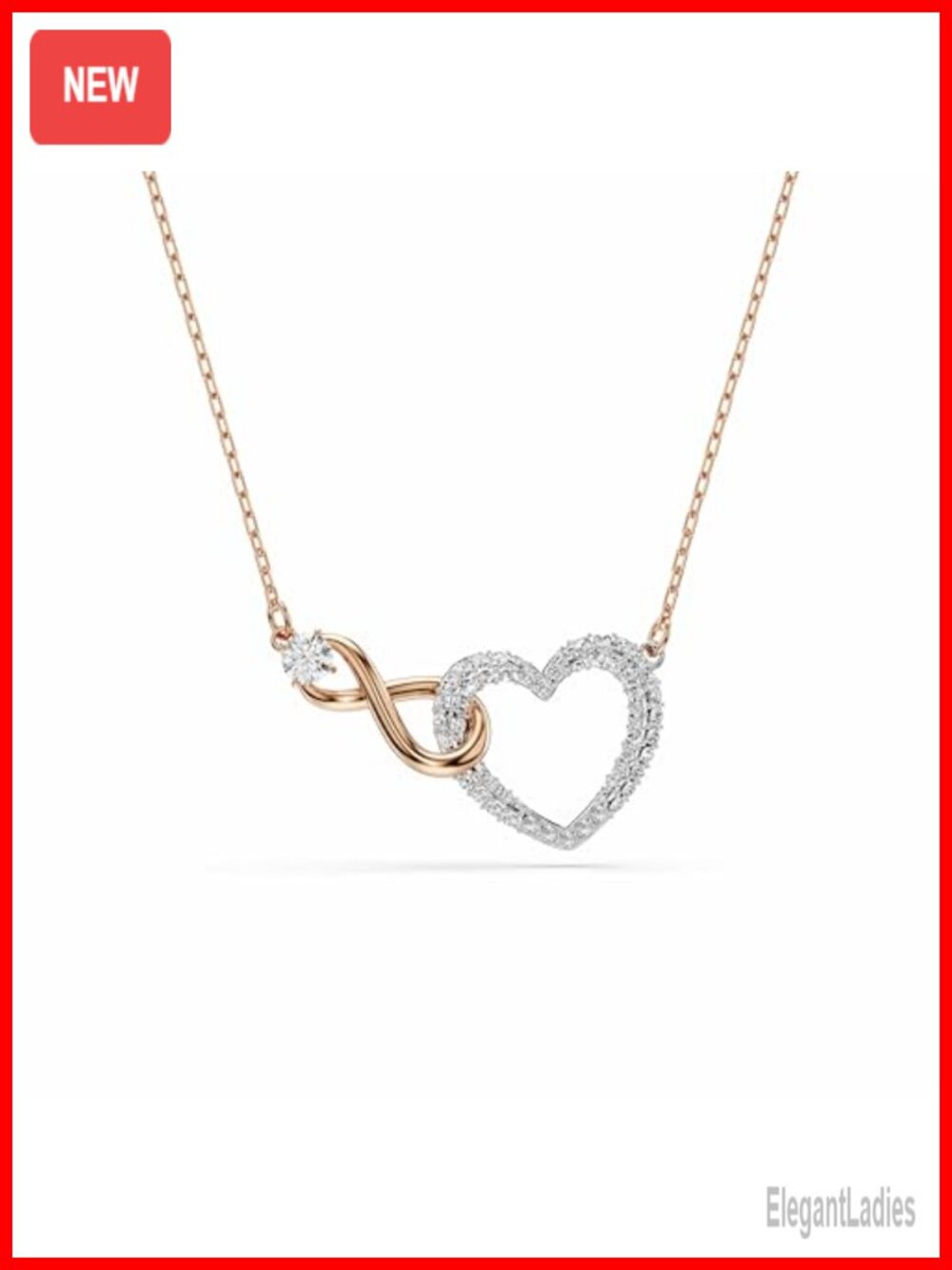 Swarovski Infinity Heart Pendant Necklace Crystal Rose Gold Rhodium Plated